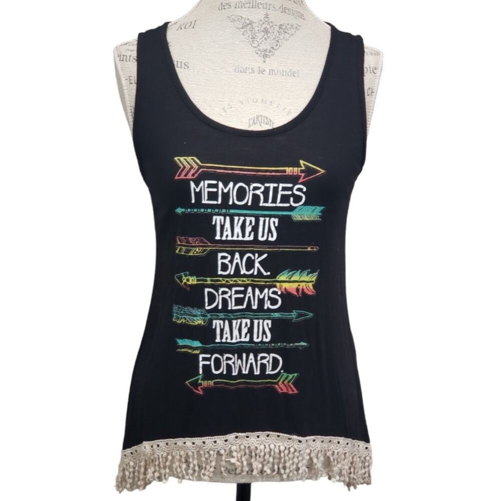 Memories Take Us Back Dreams Take Us Forward Black High Low Tank Top Swim Cover